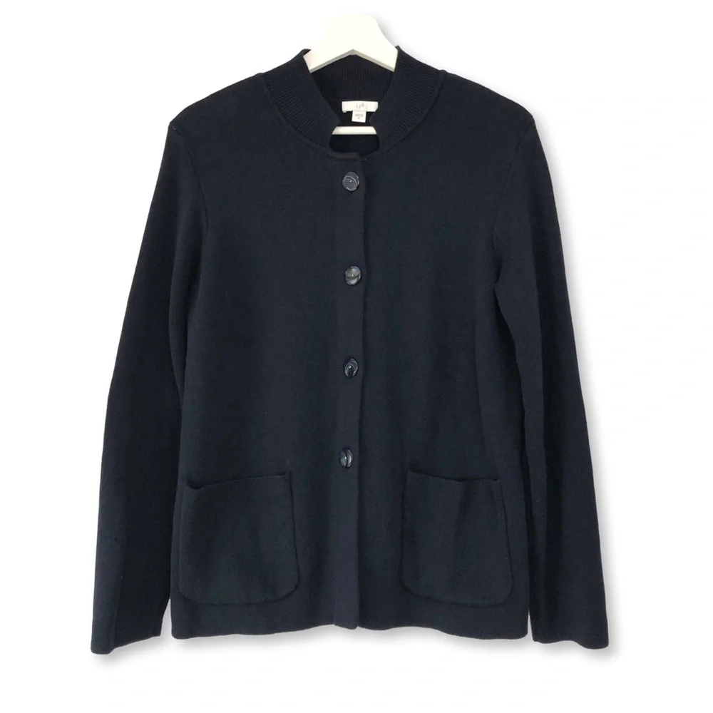 J. Jill Navy Knit Button Front Cardigan Sweater Medium